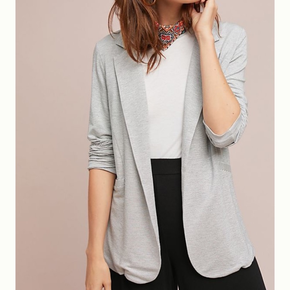 Anthropologie Bordeaux Edie Knit Blazer